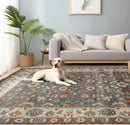 7' 11''x10' 1'' LoomBloom Muted Turkish Oushak Hand Knotted 100% Wool Traditional Area Rug Gray, Burnt Orange Color