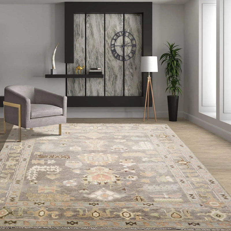 8' 2''x10' 3'' LoomBloom Muted Turkish Oushak Hand Knotted Wool Area Rug Gray, Ivory Color