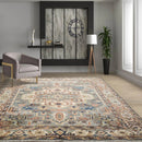 7' 11''x10' 1'' LoomBloom Muted Turkish Oushak Hand Knotted Wool Area Rug Gray, Blue Color