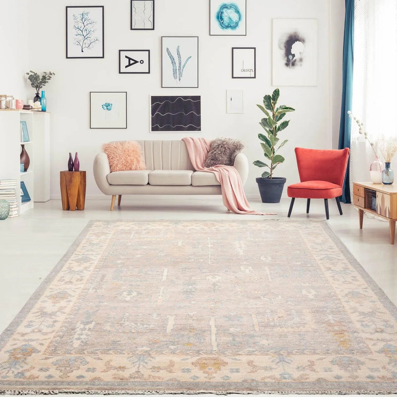 7' 9''x10' LoomBloom Muted Turkish Oushak Traditional Hand Knotted Wool Area Rug Taupe, Beige Color