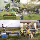 Nice C Table for Grill, Outdoor Table, Camping Cooking Picnic Tables, Card Tables Adjustable Height, Mesh Bag, Carry Handle (47.3” x 23.7“ x 14.7”/24.2“ Black) by GreenHaven Gardens