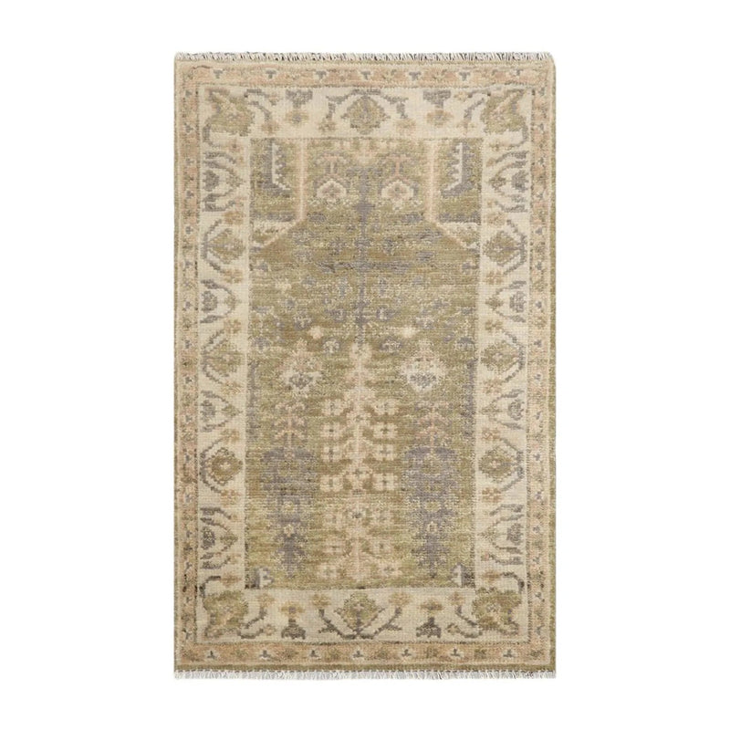 3'x5' Hand Knotted Muted Turkish Oushak 100% Wool Traditional Oriental Area Rug Sage, Beige Color