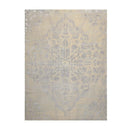 8' x 1'0 Hand Knotted Wool and Viscose Jaipur Medallion Oushak Transitional Oriental Area Rug Gray Beige, Taupe Color