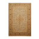 5' 11'' x 8' 10'' Hand Knotted 100% Wool Agra Traditional 250 KPSI Oriental Area Rug Tan, Gold Color