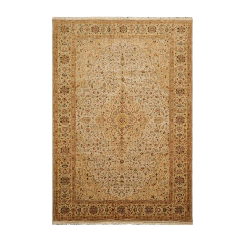 5' 11'' x 8' 10'' Hand Knotted 100% Wool Agra Traditional 250 KPSI Oriental Area Rug Tan, Gold Color
