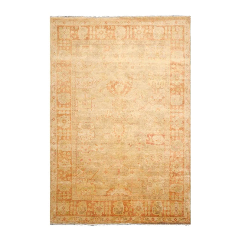 6x9 Tan, Terracotta Hand Knotted 100% Wool Oushak Traditional Oriental Area Rug