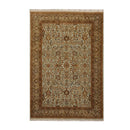 6' x 9' 1'' Hand Knotted 100% Wool Agra Traditional 250 KPSI Oriental Area Rug Aqua, Champagne Color