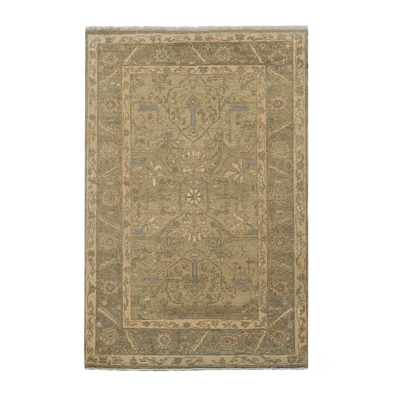 5'6" x 8'6'' Hand Knotted 100% Wool Caucasian Traditional Oriental Area Rug Champagne, Moss Color