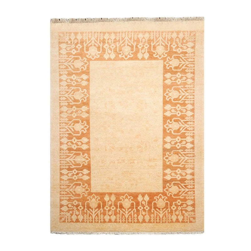 6'3''x8'6'' Hand Knotted 100% Wool Peshawar Transitional Oriental Area Rug Tan, Caramel Color