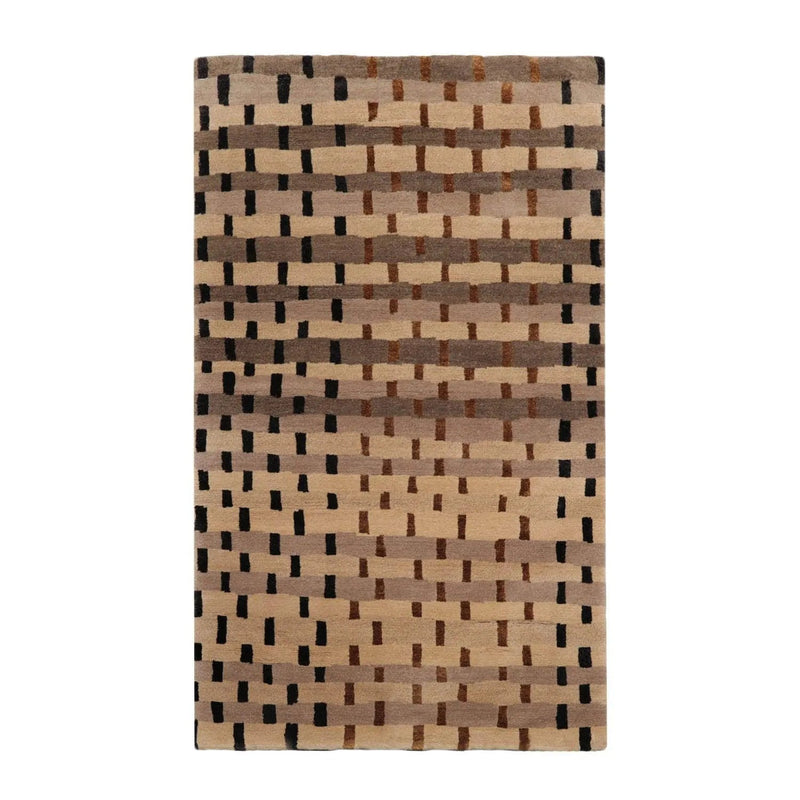 3'x5' Hand Knotted Tibetan Wool and Silk Tibetan Transitional Oriental Area Rug Tan, Beige Color