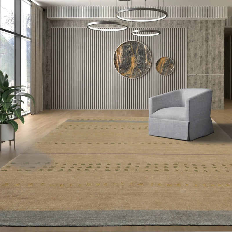 5'7''x8'7'' Hand Knotted Tibetan 100% Wool Tibetan Traditional Oriental Area Rug Moss, Gray Color