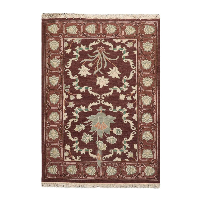4'2''x6'1'' Hand Knotted Soumak 100% Wool Soumak Traditional Oriental Area Rug Chocolate, Mint Color