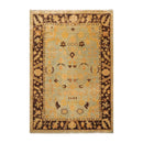 6'1''x9'1'' Hand Knotted Oushak 100% Wool Oushak Traditional Oriental Area Rug Pale Aqua, Chocolate Color