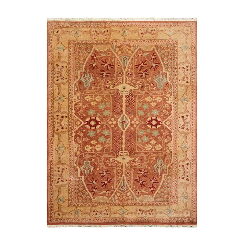 6x9 Hand Knotted 100% Wool Peshawar Traditional 200 KPSI Oriental Area Rug almond, Caramel Color
