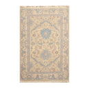 3'7''x5'8'' Hand Knotted Soumak 100% Wool Soumak Traditional Oriental Area Rug Beige, Aqua Color