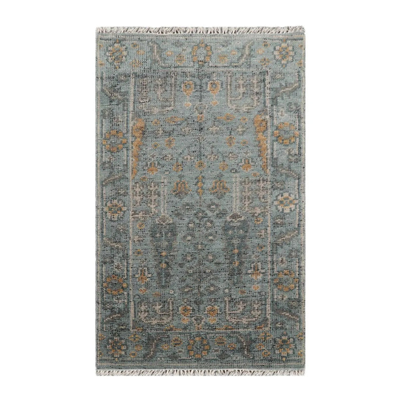 3'x5' Hand Knotted Turkish Oushak  100% Wool  Traditional  Oriental Area Rug Blue,Beige Color