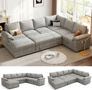 108 Inch Modular Sectional Sofa with Pull Out Bed,U Shaped 7 Seat Sectional Sleeper Sofa with Storage,Sectional Couches for Living Room,Cloud Modular Couch,Removable Sofa Cover,Light Gray by CozyNest Decor