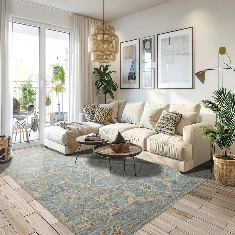 8x10 Blue Hand Knotted Traditional  Wool Oriental Area Rug