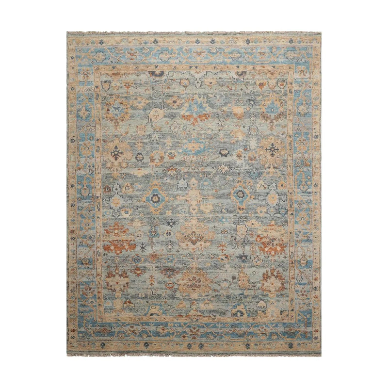 7' 10''x10' Hand Knotted Muted Turkish Oushak 100% Wool  Traditional  Oriental Area Rug Gray,Aqua Color