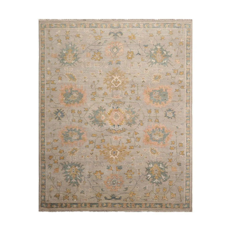 7' 10''x9' 10'' Hand Knotted Muted Turkish Oushak 100% Wool Traditional Oriental Area Rug Taupe, Peach Color