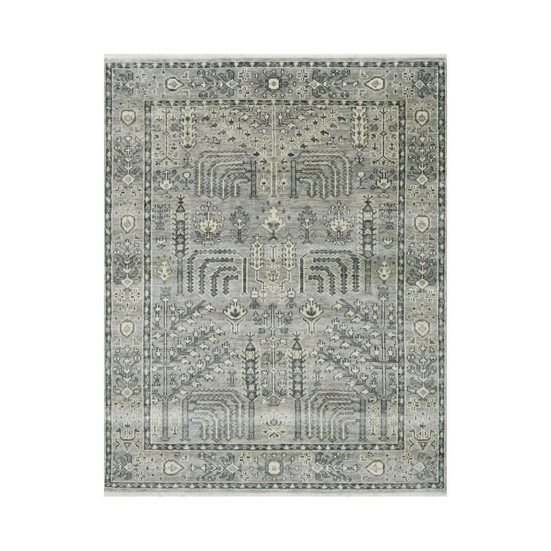 7' 11''x10' Tone On Tone Gray Hand Knotted LoomBloom Muted Turkish Oushak 100% Wool Transitional Oriental Area Rug