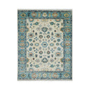 7'9''x9'11'' Beige, Aqua Hand Knotted LoomBloom Muted Turkish Oushak  100% Wool Transitional Oriental Area Rug