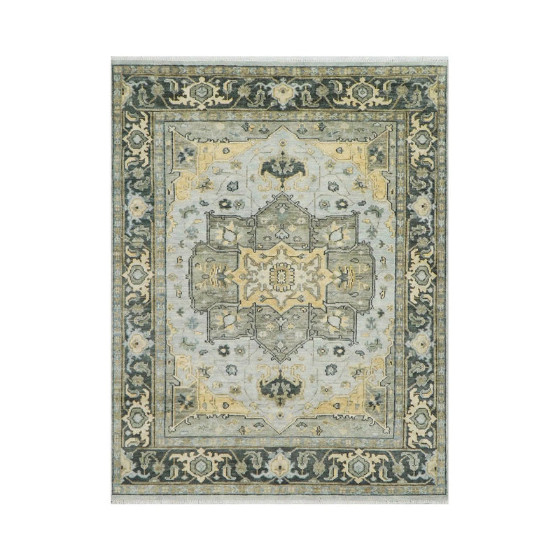 7'11''x10'4'' Gray, Moss Color Hand Knotted LoomBloom Muted Turkish Oushak  100% Wool Transitional Oriental Area Rug