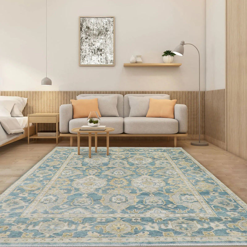 9x12 Aqua Hand Knotted Traditional Turkish Oushak 100% Wool Oriental Area Rug