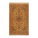 3' 1''x5' 2'' Hand Knotted 100% Pure Silk Traditional Isfahan with 400 KPSI Oriental Area Rug Gold, Peach Color