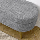 Oval Storage Bench 43.5" Linen Fabric Upholstered Entryway Bench with Solid Wood Legs Ottoman Bench Indoor Bench for Living Room/Bedroom/End of Bed/Entryway (New Grey) by CozyNest Decor