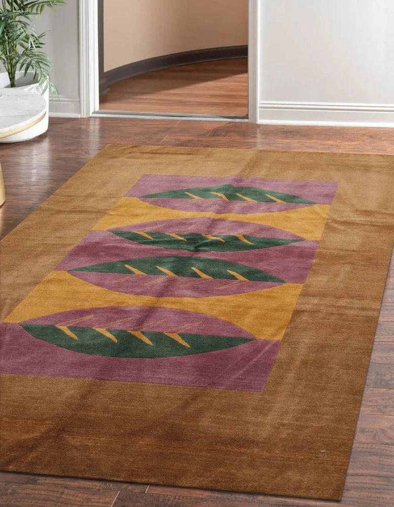 5' 2''x7'Hand Knotted Tibetan 100% Wool Michaelian & Kohlberg Traditional Oriental Area Rug Lavander, Gold Color