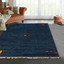 4' x6' Teal, Yellow Hand Knotted 100% Wool Gabbeh Tribal Oriental Area Rug
