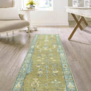 2'6x8' Runner LoomBloom Green Hand Knotted 100% Wool Oushak Arts & Crafts Oriental Area Rug