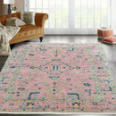 5x7 Pink LoomBloom Hand Knotted Transitional Patterned Oushak 100% Wool Oriental Area Rug