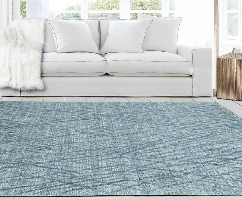 4x6 Blue LoomBloom Hand Knotted Modern & Contemporary Textured Tibetan 100% Wool Oriental Area Rug