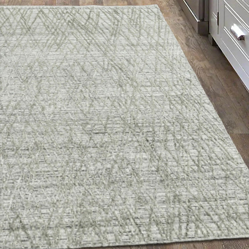 4x6 Gray, Beige Hand Made Loop n Cut Pile 100% Wool Modern & Contemporary Oriental Area Rug