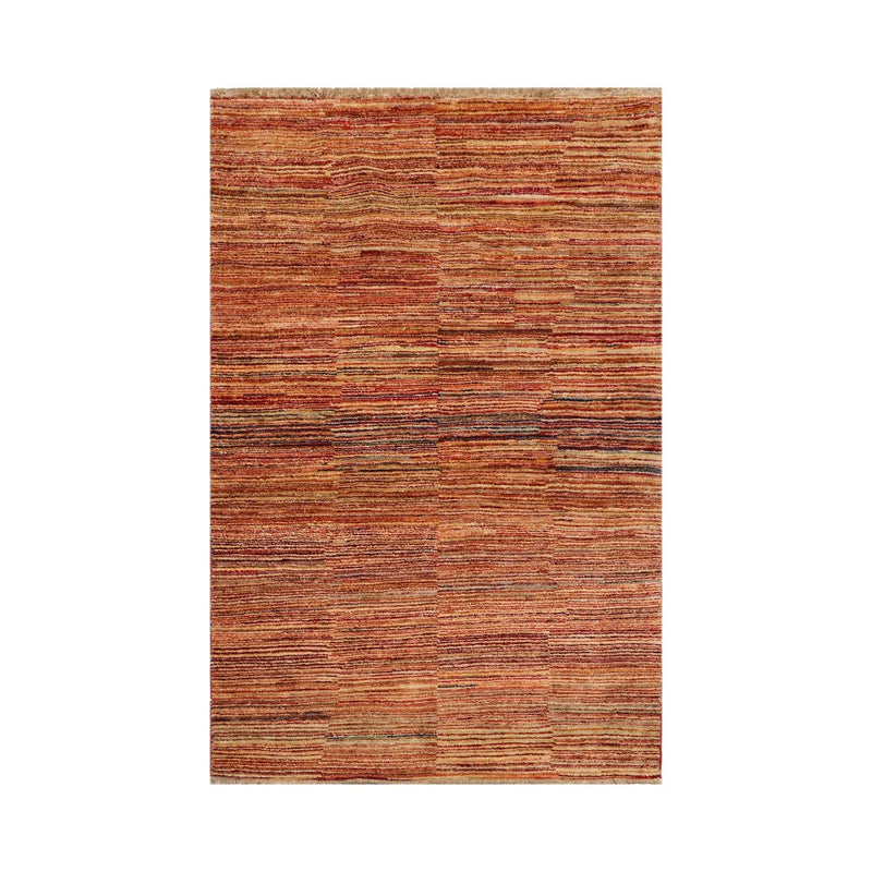 4x6 Brown, Rust Hand Knotted Persian 100% Wool Peshawar Modern & Contemporary Oriental Area Rug