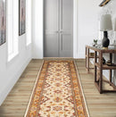 2'7''x13'8'' Runner Beige, Gold Hand Knotted Persian 100% Wool Chobi Peshawar Traditional Oriental Area Rug