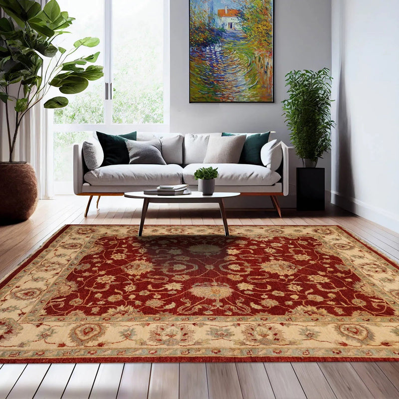 6x9 Rust, Ivory  Hand Knotted Persian 100% Wool Chobi Peshawar Traditional Oriental Area Rug