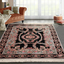 6x9 Black, Powder Blue Hand Knotted Aubusson Savonnerie 100% Wool Asmara Traditional  Oriental Area Rug