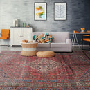 7x13 Coral, Ivory Hand Knotted 100% Wool Tabriz Traditional Oriental Area Rug