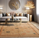 6x9 Beige Hand Knotted Tibetan 100% Wool Art Deco Traditional Oriental Area Rug