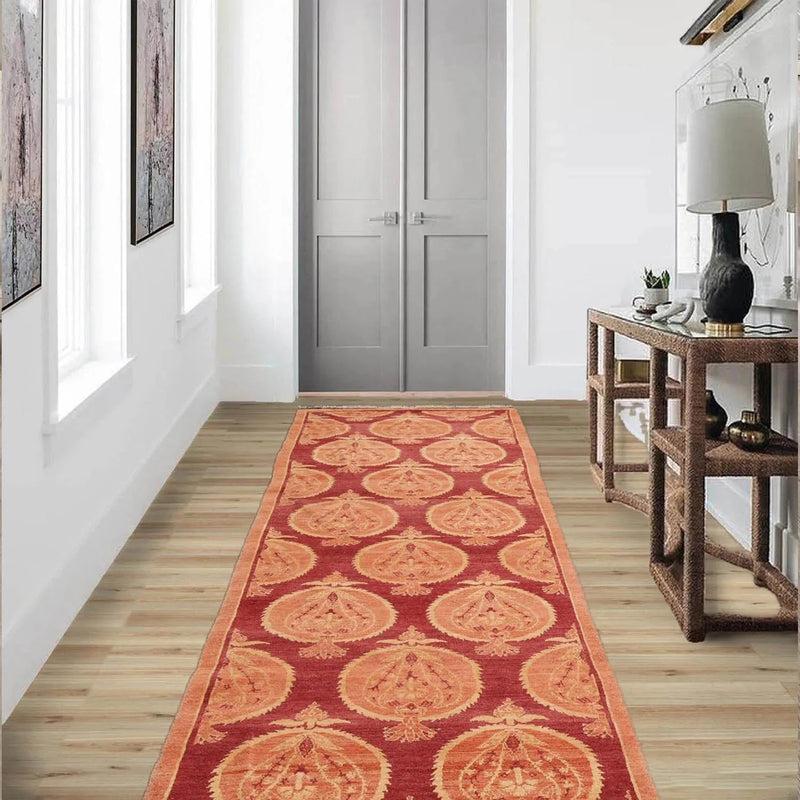 2'11'' x 11'10'' Runner Rust,Peach Hand Knotted Tibetan 100% Wool Michaelian & Kohlberg Transitional Oriental Area Rug