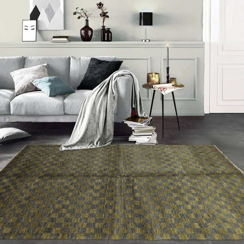 5x7 Green, Slate Hand Knotted Tibetan 100% Wool Michaelian & Kohlberg Modern & Contemporary Oriental Area Rug