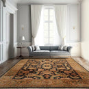9x12 Charcoal, Tan Hand Knotted 100% Wool Agra Traditional Oriental Area Rug