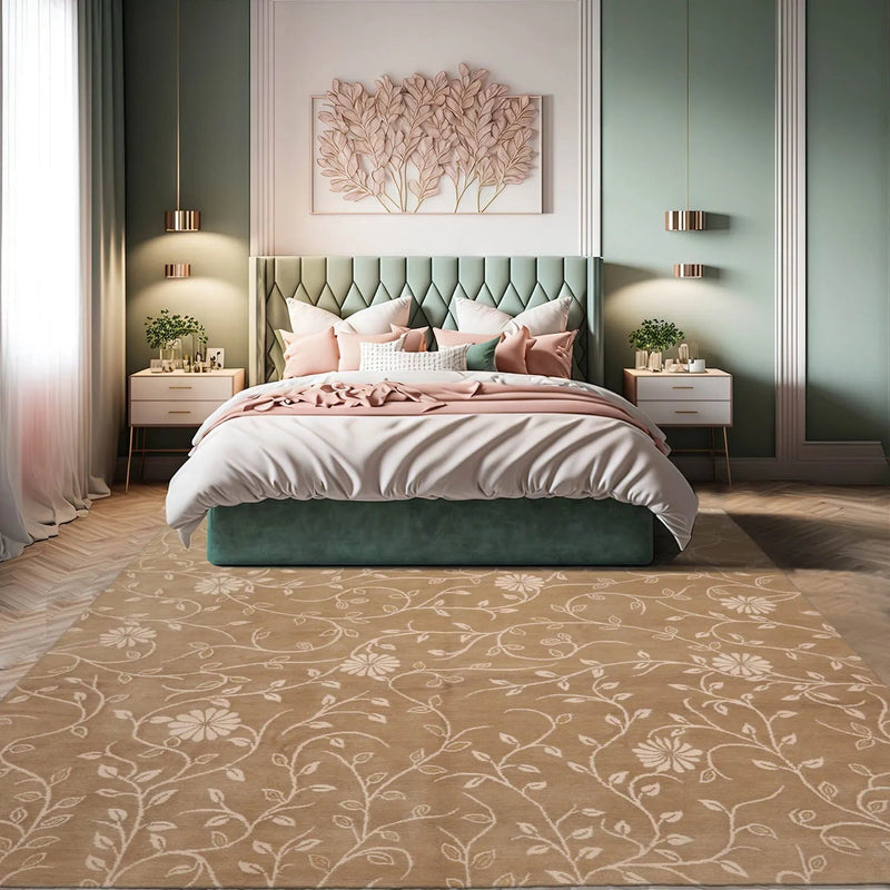 8x10 Tone On Tone Beige Hand Knotted Tibetan 100% Wool Lapchi Transitional Oriental Area Rug