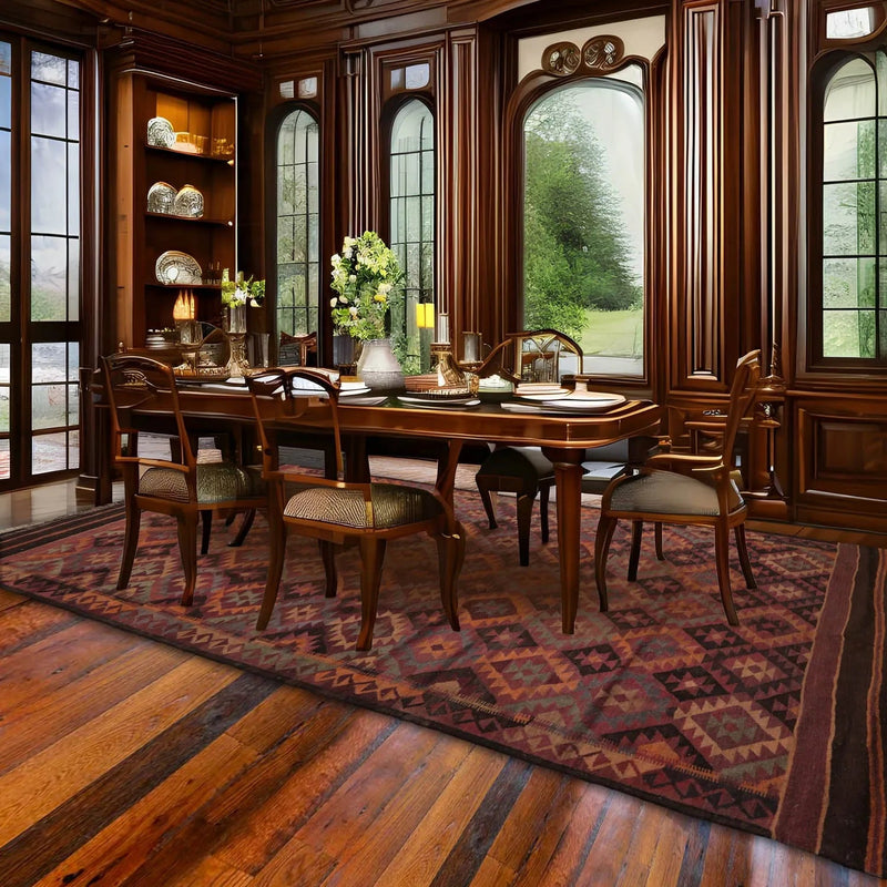 6'3''x12'3'' Brown Hand Knotted Flatweave Kilim 100% Wool Kilim Southwestern Oriental Area Rug