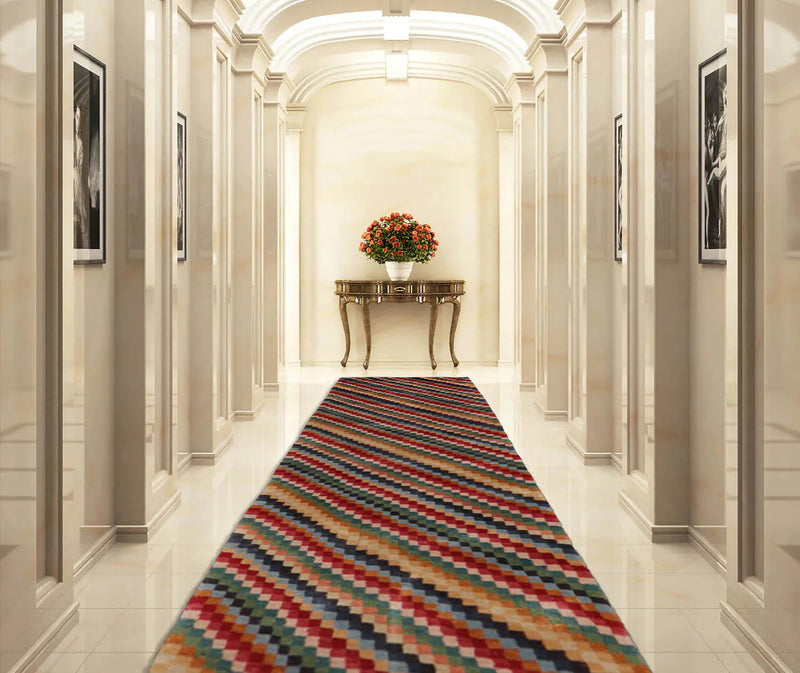 2'9''x12'2'' Runner Red Hand Knotted Tibetan 100% Wool Designer Modern & Contemporary Oriental Area Rug