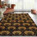 4x6 Black Hand Knotted Tibetan 100% Wool Art Deco Oriental Area Rug