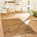 3x5 Gold Hand Knotted Tibetan Contemporary Striped Wool & Silk Oriental Area Rug